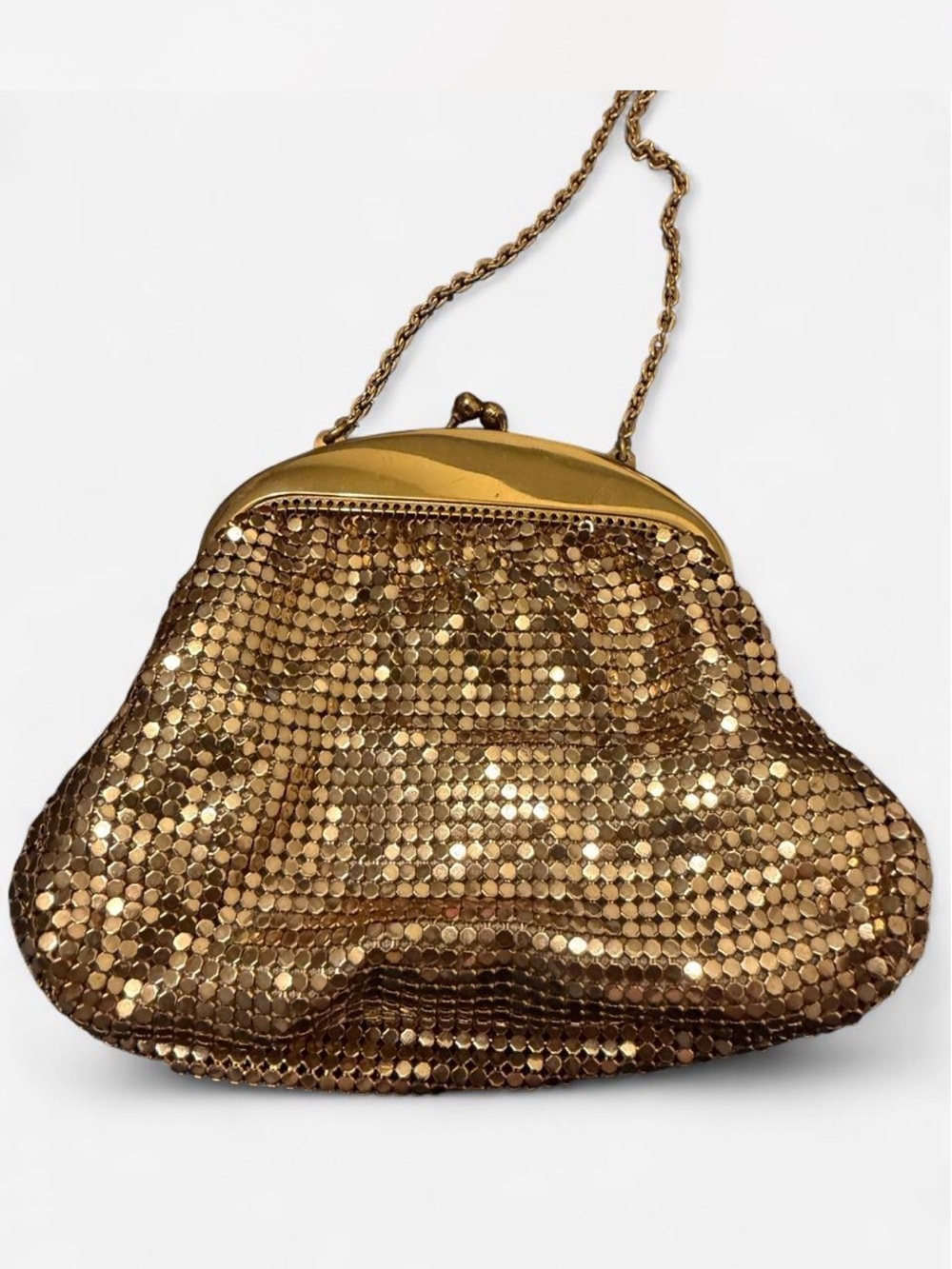 Whiting & Davis Gold Mesh Evening Clutch with Chain